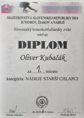 Krasokorčuliarske úspechy Olivera Kubačáka